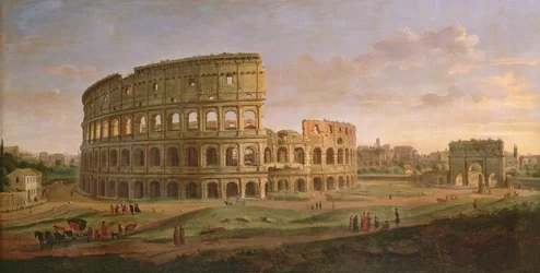 Ansicht des Kolosseums mit dem Konstantinsbogen, um 1716